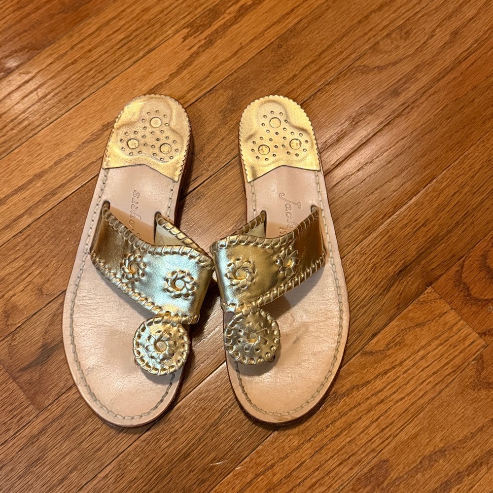 Jack Rogers Gold Metallic Leather Sandals